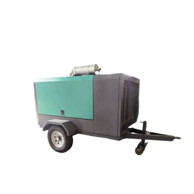 Подвижная Электрический воздушный компрессор винтового типа 2 колеса взрывозащищенный воздушный компрессор с дизельным двигателем работы для строительства