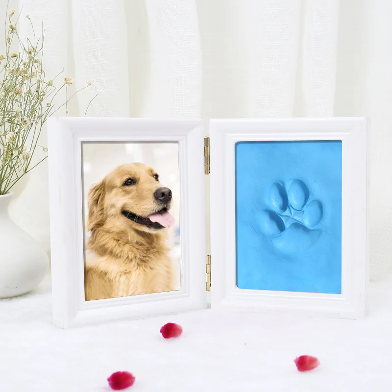 New Baby hand and footprint kit clay 2 opening picture frame for Pet Dog Cat New Mom Gifts baby keepsake ink pad for kids