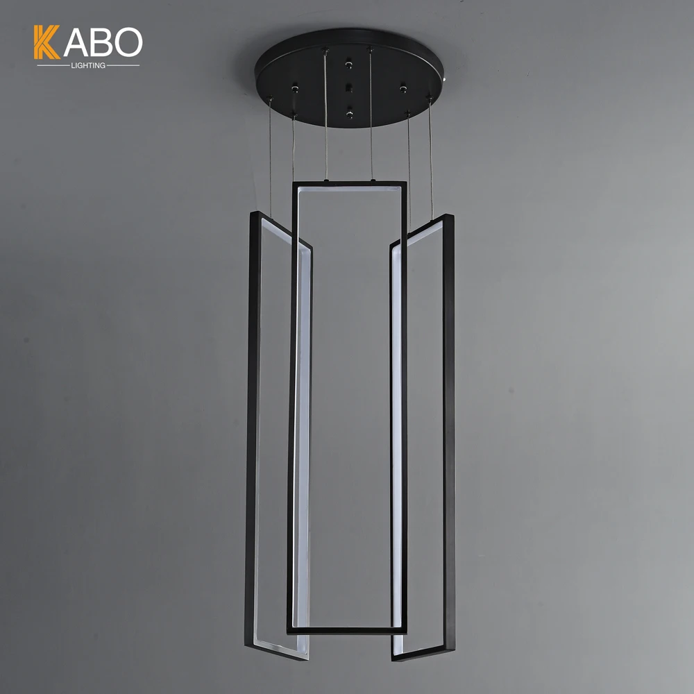 Indoor Lighting Led Stair Pendant Light Hanging Lamp Long Staircase Chandelier Large Big Modern Metal Chandelier