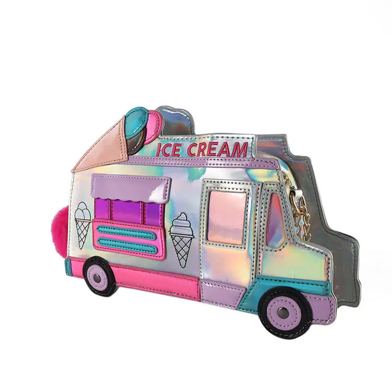 2021 Dazzle PU laser Ice Cream Car Crossbody bag Purse Novelty Handbag Small Bags For Women Ladies 2021