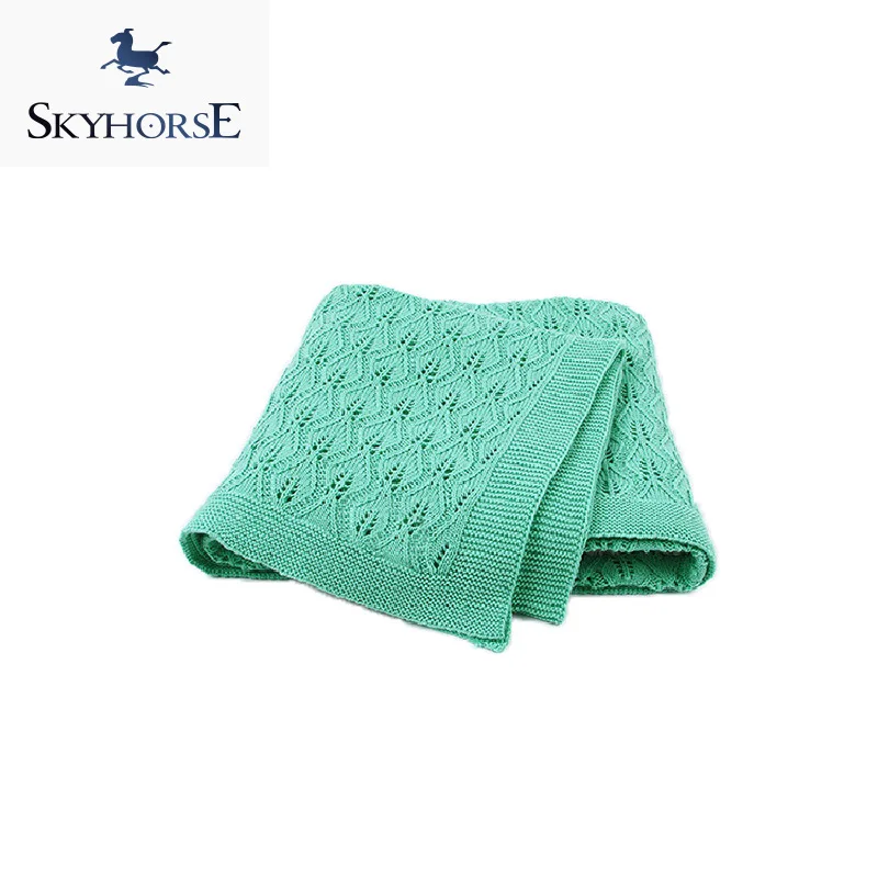 75*100cm Cotton Baby Bath Blanket Knit Baby Blanket Solid Baby Knitted Blanket