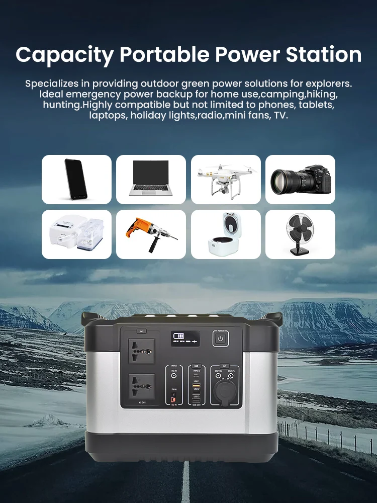 
1000W Portable Power Station Solar Powered Phone Charging Station Solar Power Station For Camping 