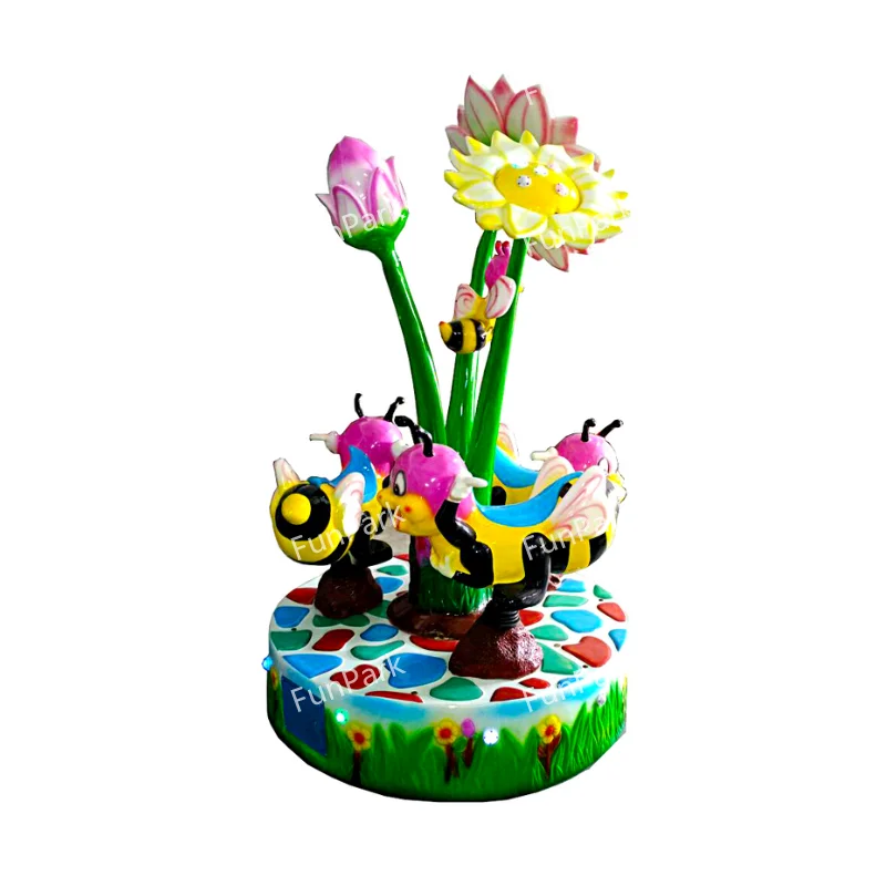 Fun Park Factory Wholesale Honey Bee 3P Multi Kiddy Rides Merry Go Round Coin Operated Games for Indoor Amusement