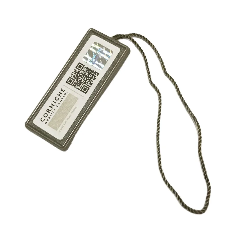 Подвески для часов, бирки, индивидуальное качество, логотип с тиснением, аутентичная голограмма, пластиковые бирки для одежды с нейлоновой нитью на двух концах, Белый пластик