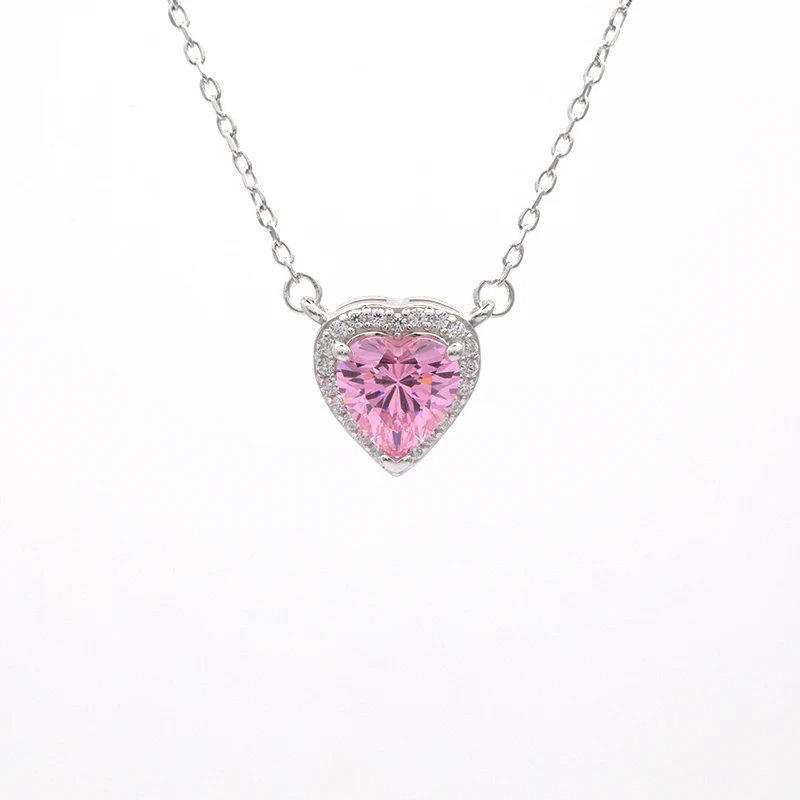 Exquisite necklace Multicolored heart shaped Zircon pendant Necklace 925 sterling silver necklace for women gift