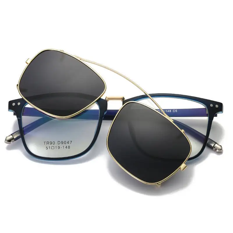Designer acetate clip on glasses anti blue light stylish sunglasses