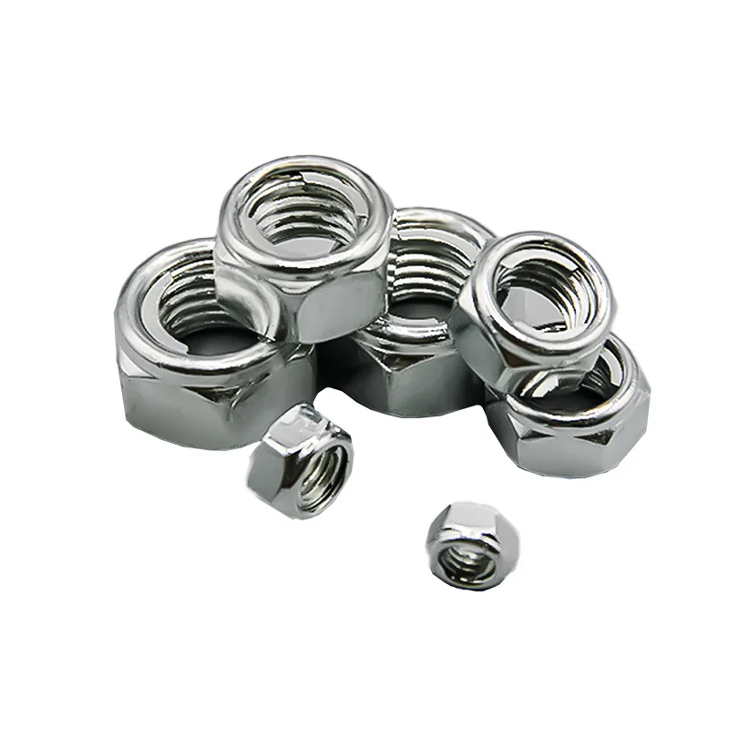 nylon lock hexagon nuts bolts and nuts manufacturers with white zinc plated for customized nut