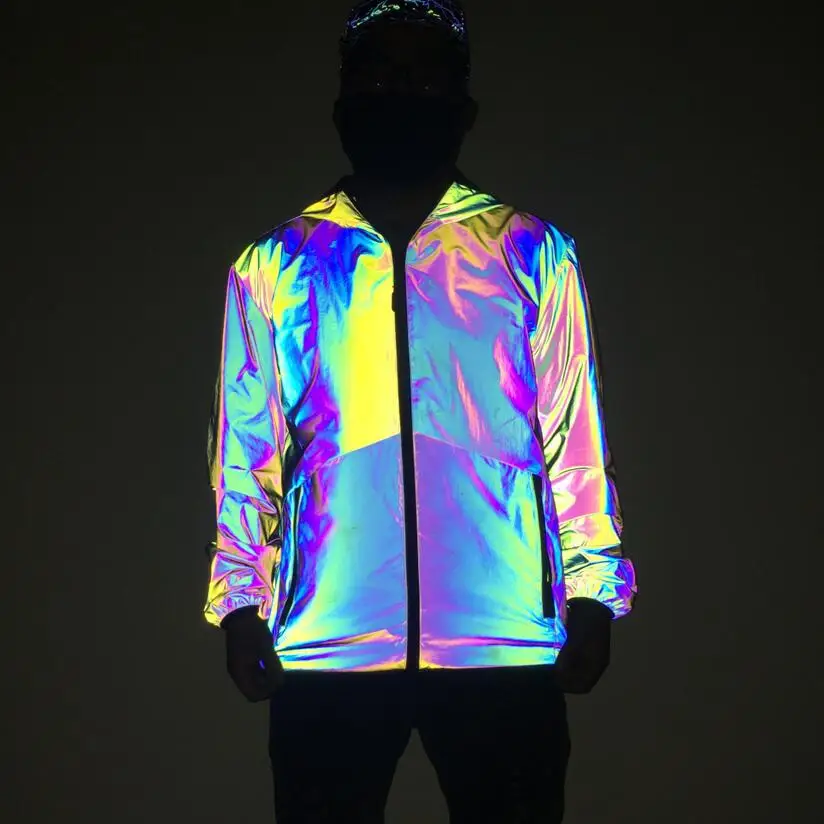 high fashion reflective rainbow mens jackets