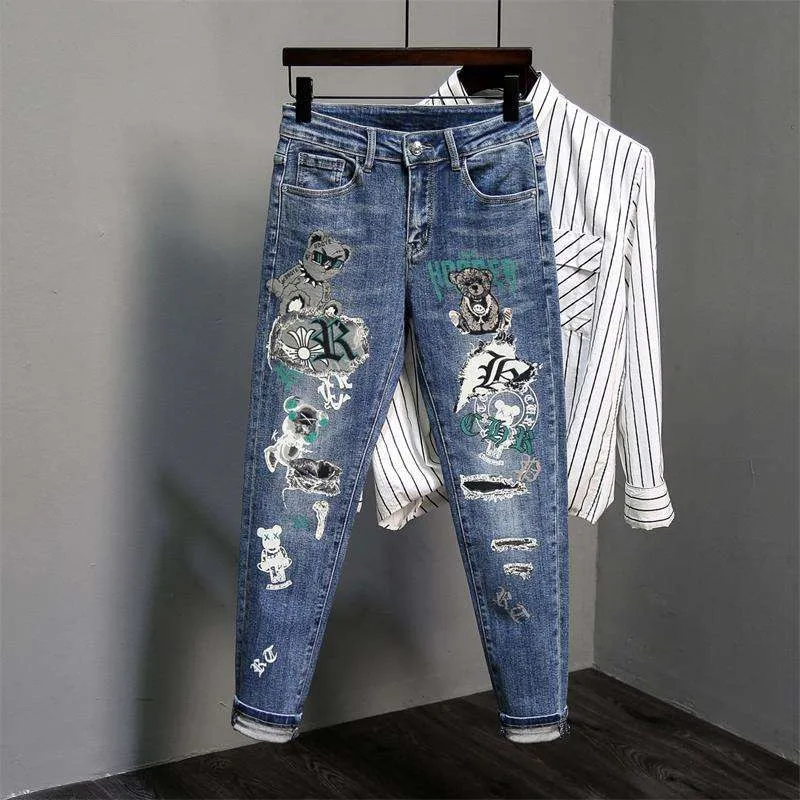 Factory Directly Wholesale Designers Pantalones Blue Jeans men and women Ripped Skinny Stretch Denim Pants Slim men and women Je