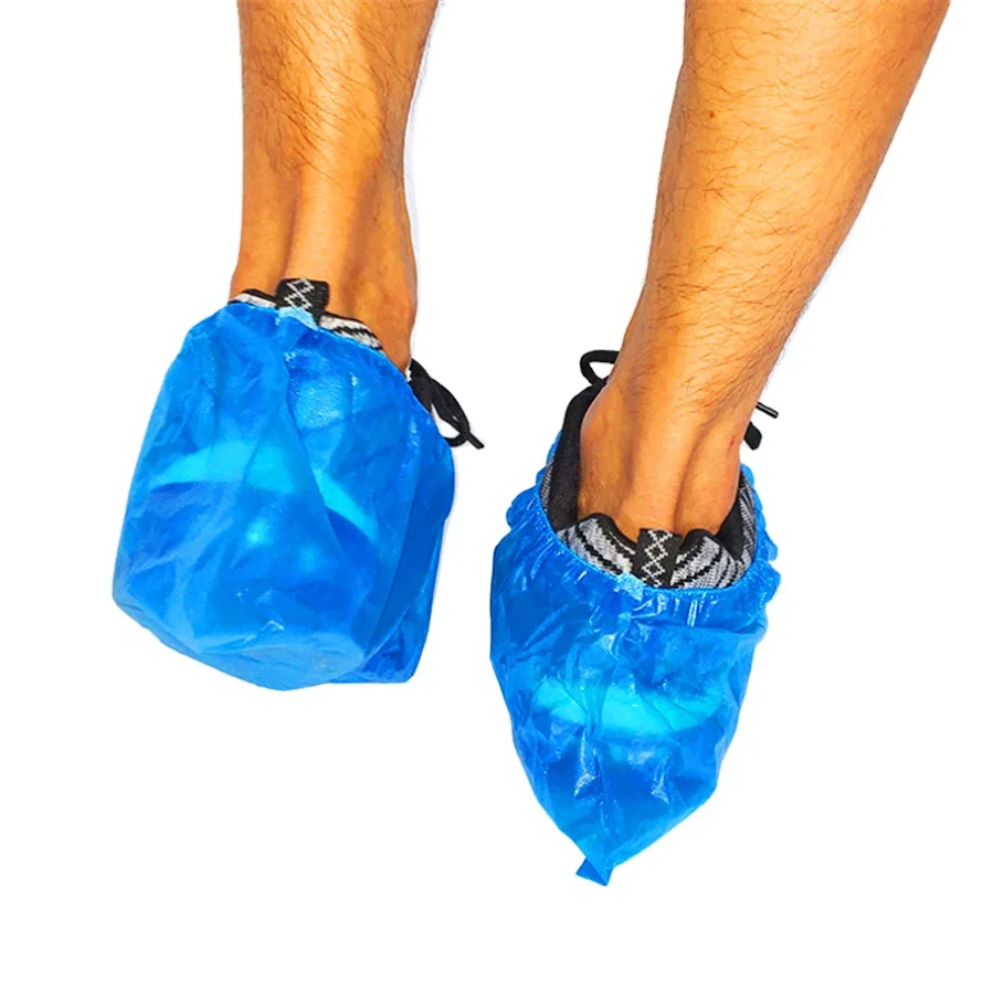 
 wholesale waterproof safety rain cpe pp blue disposable pe plastic shoe cover protective foot cover  