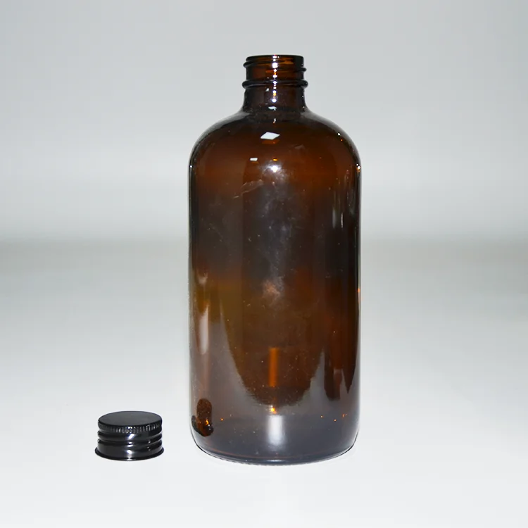 250 ml 500 ml 1000 ml Amber Juice Round Shape Boston Glass Bottles With Aluminum Lids