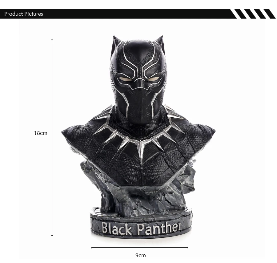 figure Bust Black Panther Resin figure Garage Kit Toy BrinquedosBlack Panther Bust Statue Resin Action Figure 1/8 scale painted
