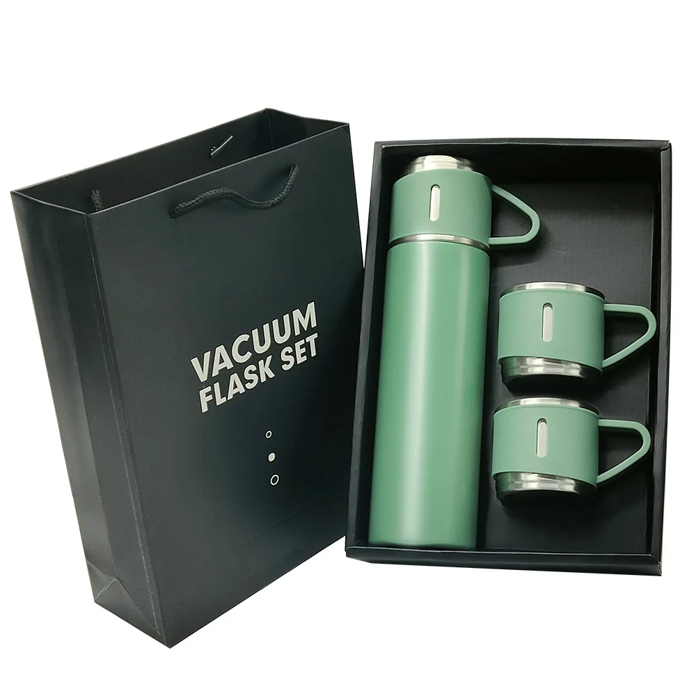 gift box set 500ml vacuum stainless steel thermos cup high-grade spray plastic stainless steel cup support customization logo