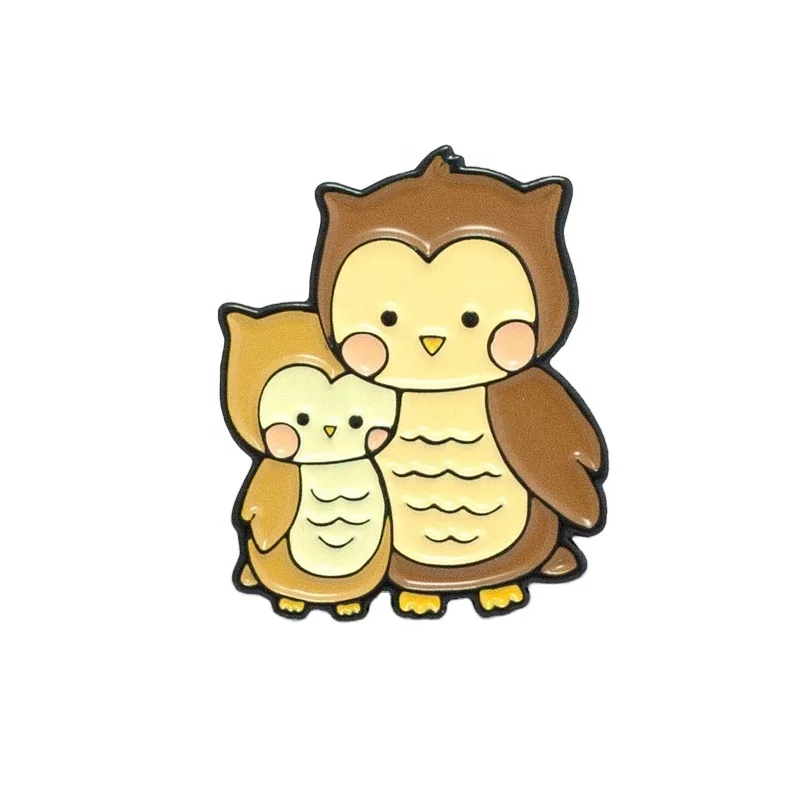 
Custom Cheap Popular Zinc Alloy Metal Soft Owl Enamel Pin Lovely Mommy Owl Lapel Pin 