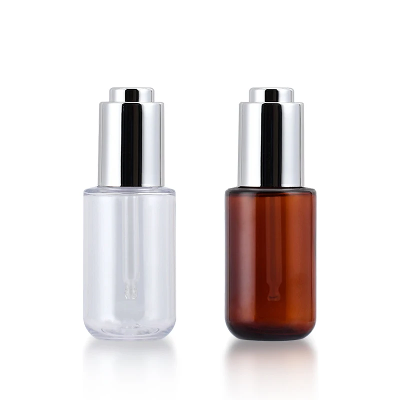 High Quality Luxury Cosmetic Amber Essential Oil Press Pump Dropper Bottle 50 ml