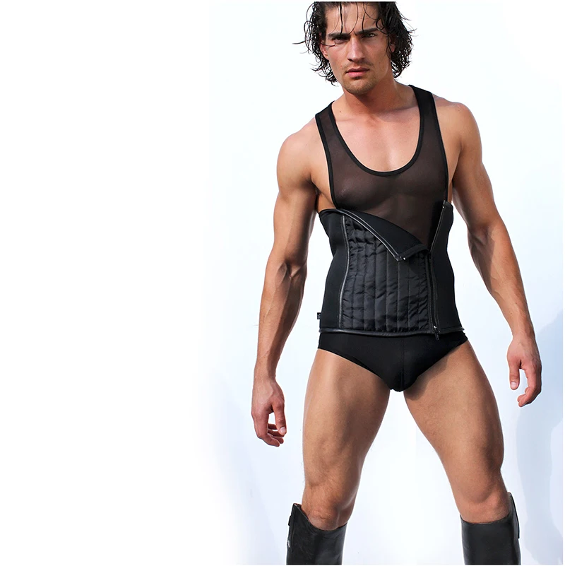 Customization Men Thong  Spandex Mesh One Piece Male To Female Lingerie Bodysuit Sexy Underwear