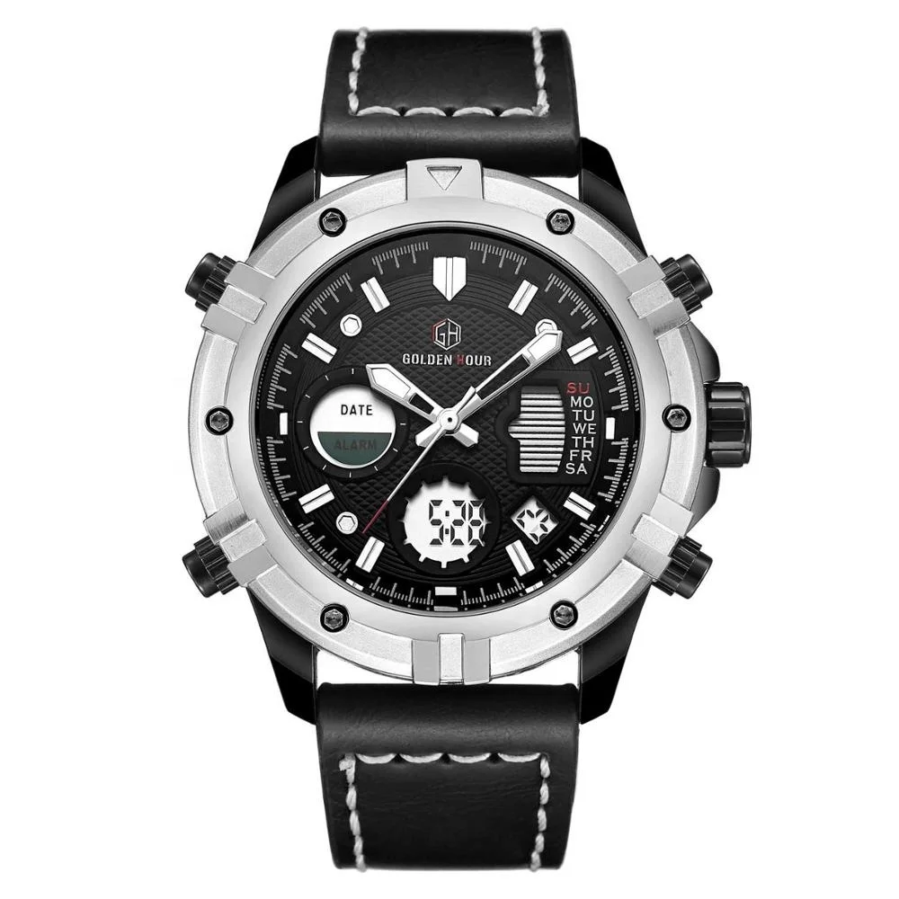 GOLDENHOUR analog waterproof custom minimalist japan mi quartz stainless multifunctional digital sports watches for men