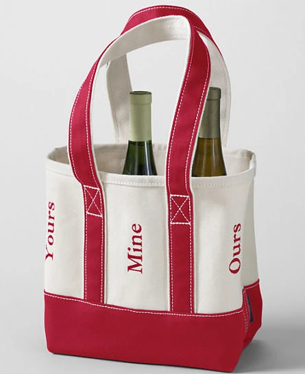 Custom Durable Cotton Letter Grocery Bag Coated Cotton Canvas Wine Bags