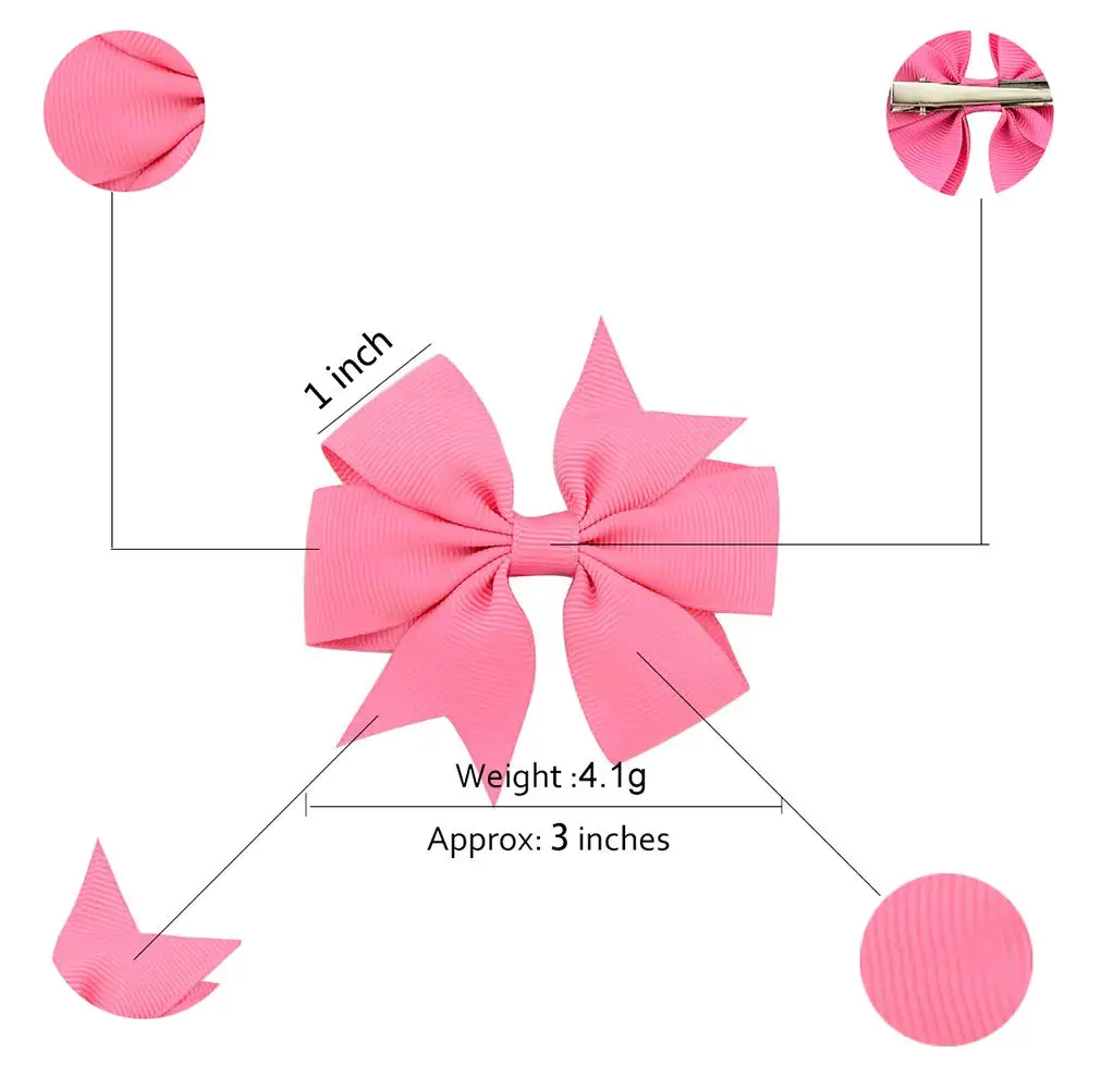 Okay Wholesale 3 inch grosgrain bow tie hair clip child hair bows for baby girls accessories