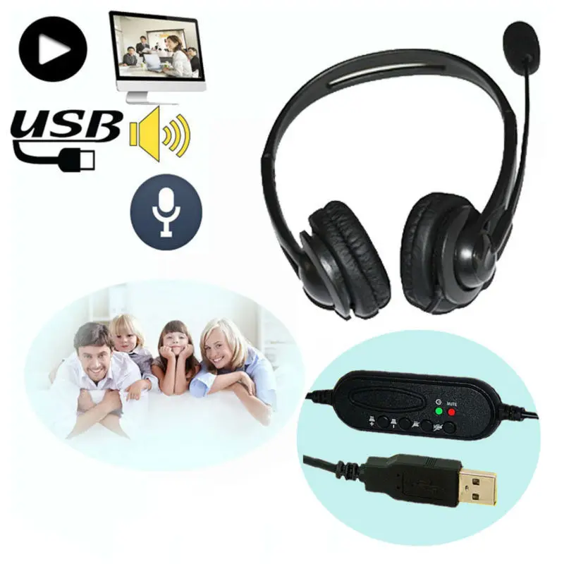 
Innoliance Cell Center USB Binaural Headset Wired Stereo USB Noise Cancelling Mic Headset 