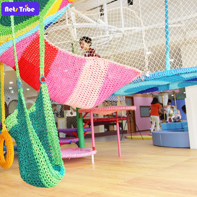 CE Factory Children Indoor Play Area Rainbow Climbing Nets for Kids Playground equipment