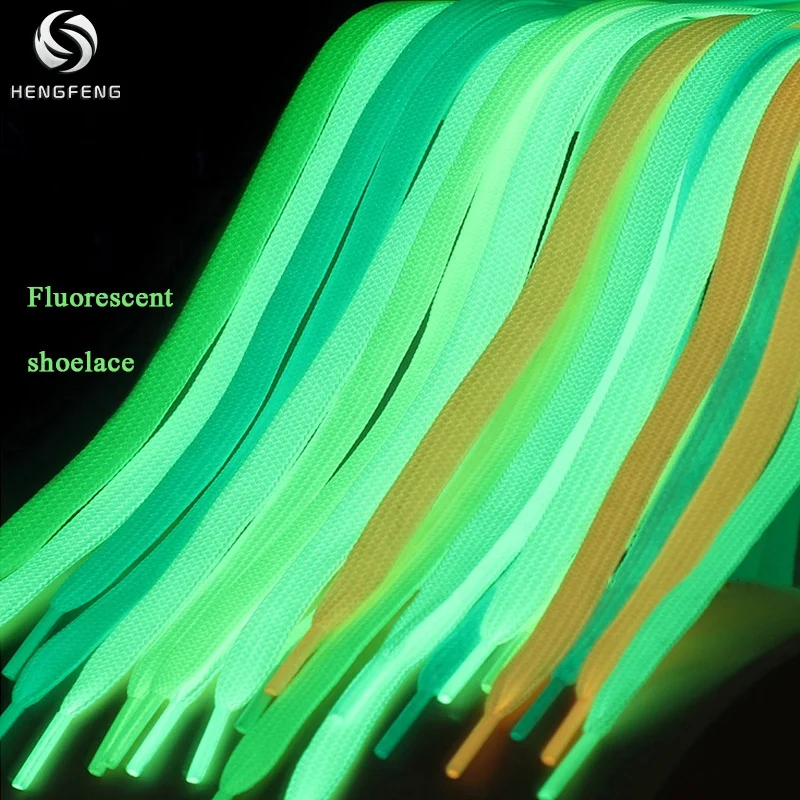 Manufacturers wholesale customize flat fluorescent luminescent shoelace glow shoe laces