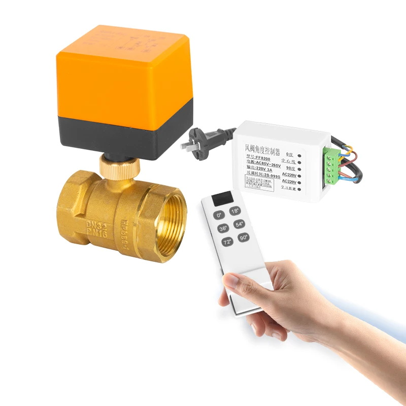 Adjustable angle intelligent remote control electric ball valve brass body electric ball valve water valve for chemical plant