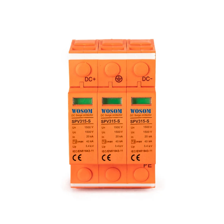 3 poles 20ka/40kA 1500V Type 2 DC overvoltage protective device surge protectors 3 phase with c/w remote signal