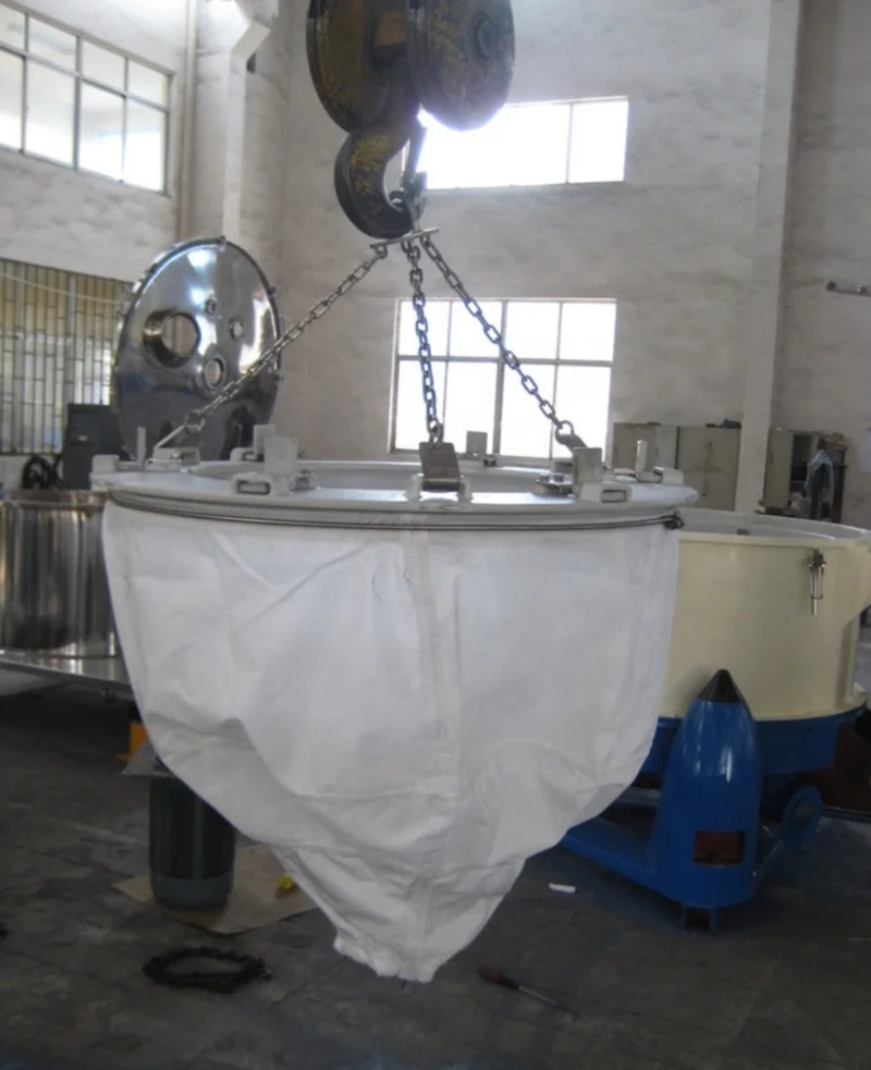 China PD1000 Efficiency Solid Liquid Hanging Bag Filter juice centrifuge plate discharge centrifuges