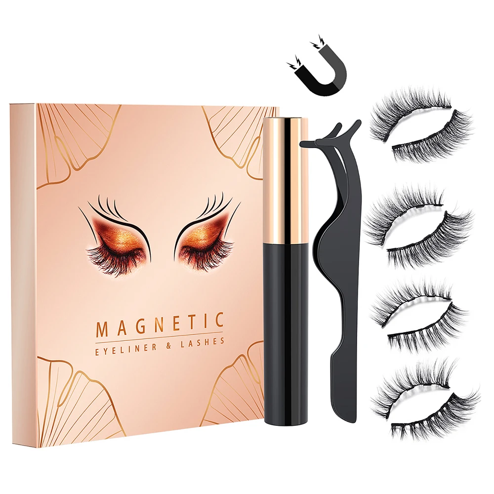 
3d false magnetic eyelashes kit lash magnetic lashes kit eyeliner eyelashes magnetic eye lash kit 