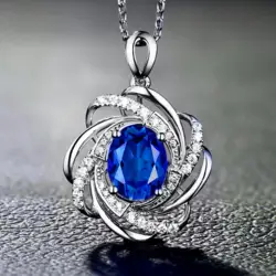 DUYIZHAO Jewelry Pendant Necklace Wholesale Female Niche Design Fashion Flower Sapphire Clavicle Chain Accessories