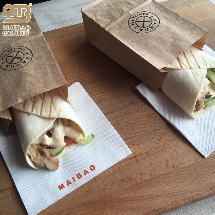 Custom 110 Gsm Brown Kraft Paper Bags Grease Oil Proof Burgers Bread Donuts Food Takeout Bags Sandwich Takeaway Packaging Bag