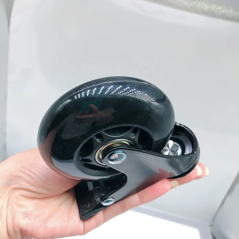 3 Inch 75mm Polyurethane PU Transparent Black Cool Office Chair  Quiet Smooth Running Revolving Brake Caster Wheels