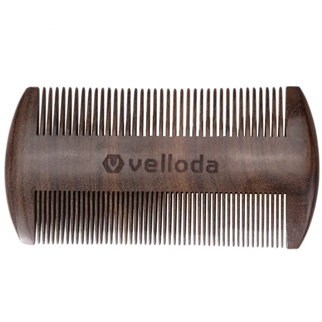 Customized Logo highest quality wood double sided sandalwood beard wooden comb