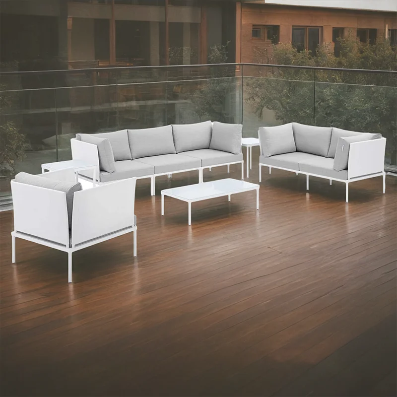 garden furniture set waterproof outdoor sofa set wooden bench seat modern rattan aluminum outdoor sofas