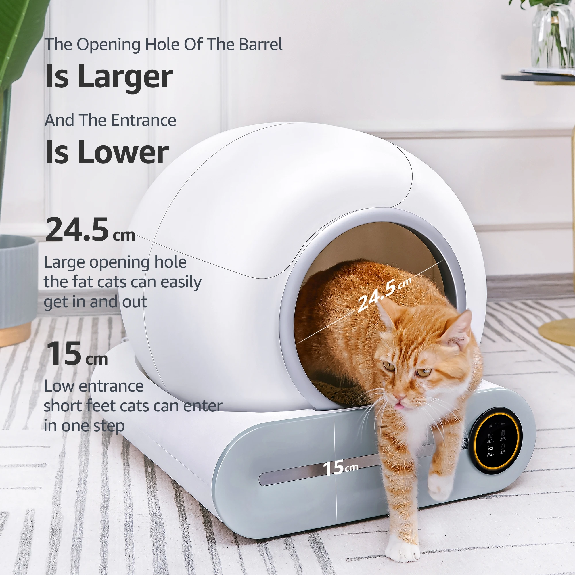 IPetDog 65L Large Space Self Cleaning Cat Automatic Litter Box Wi-Fi Enabled Smart Robot with 24H App Remote Control