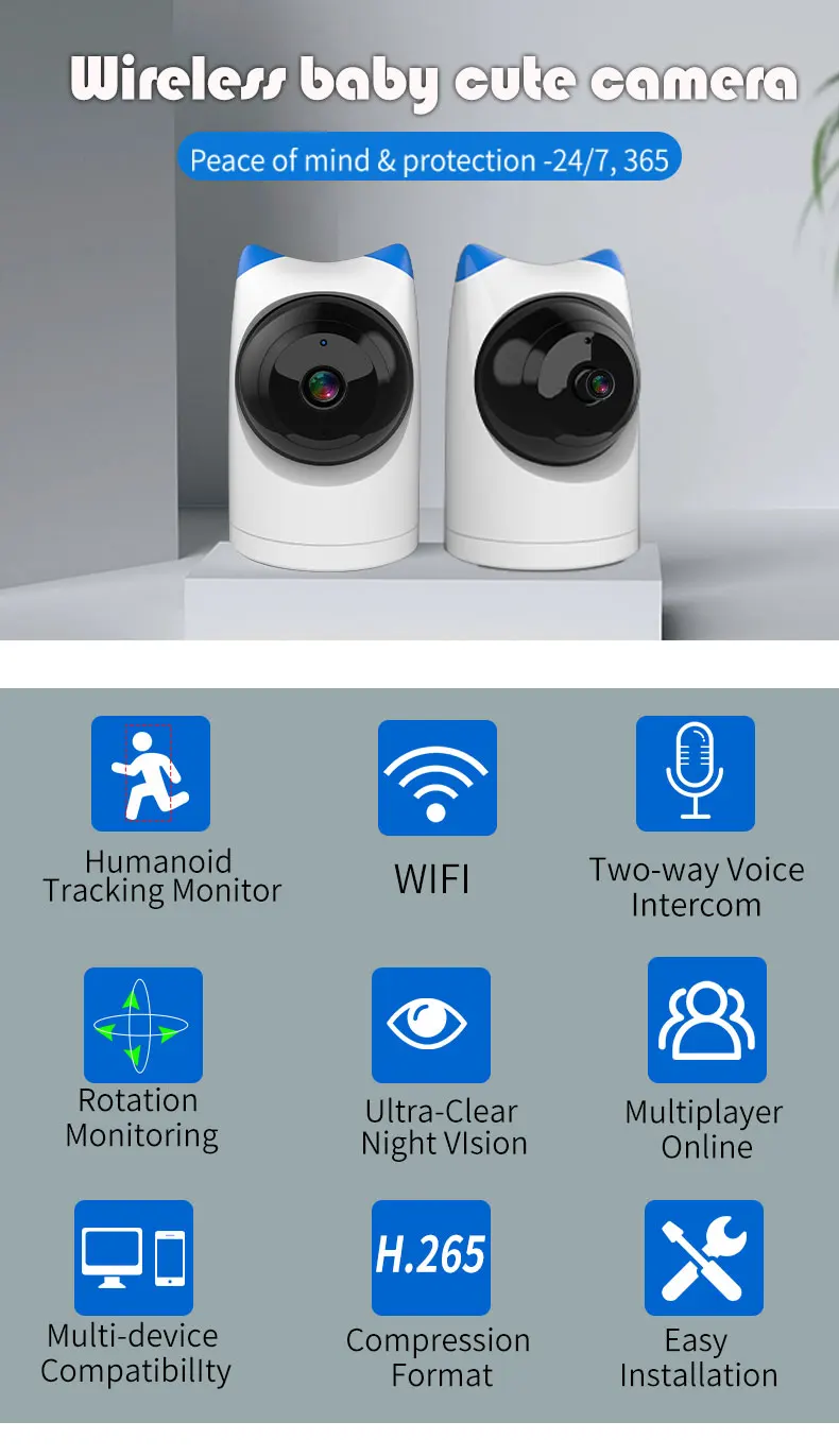 1080P Smart Mini Camera Wifi Night Vision Two-way Voice Baby CCTV Camera Wireless Security Motion Detection Network Camera