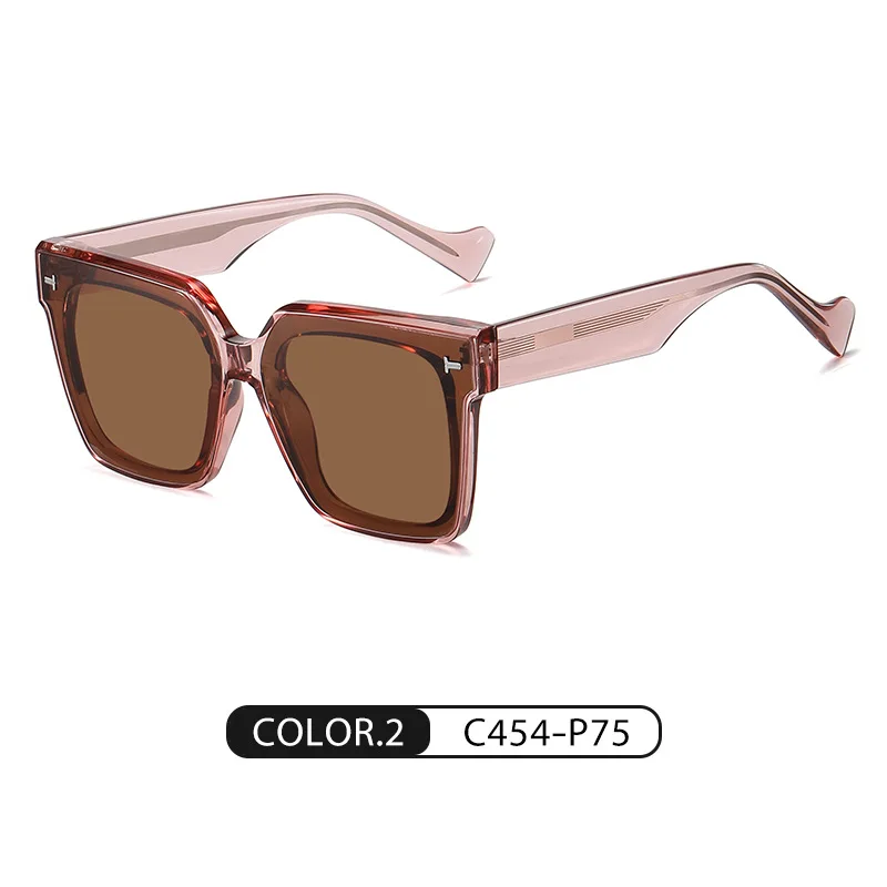 High Quality Polarized Lens Acetate Legs TR Frame Big Square Sunglasses 3D Metal Logo