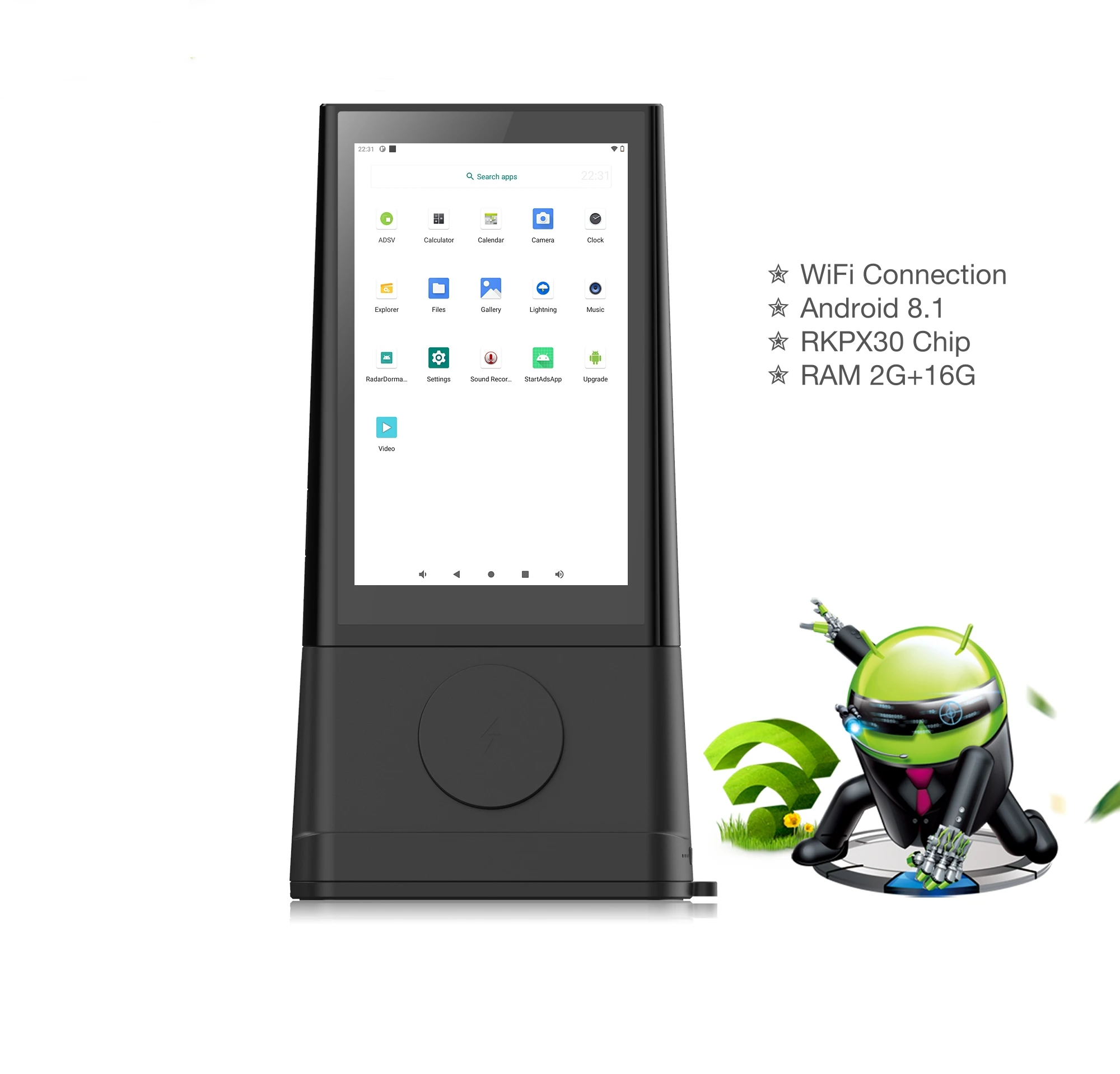 FYD-06 Restaurants Bars Hotels Smart Solution Tabletop Calling System Order Kiosk Battery Powered Screen ADS Menu Display Device