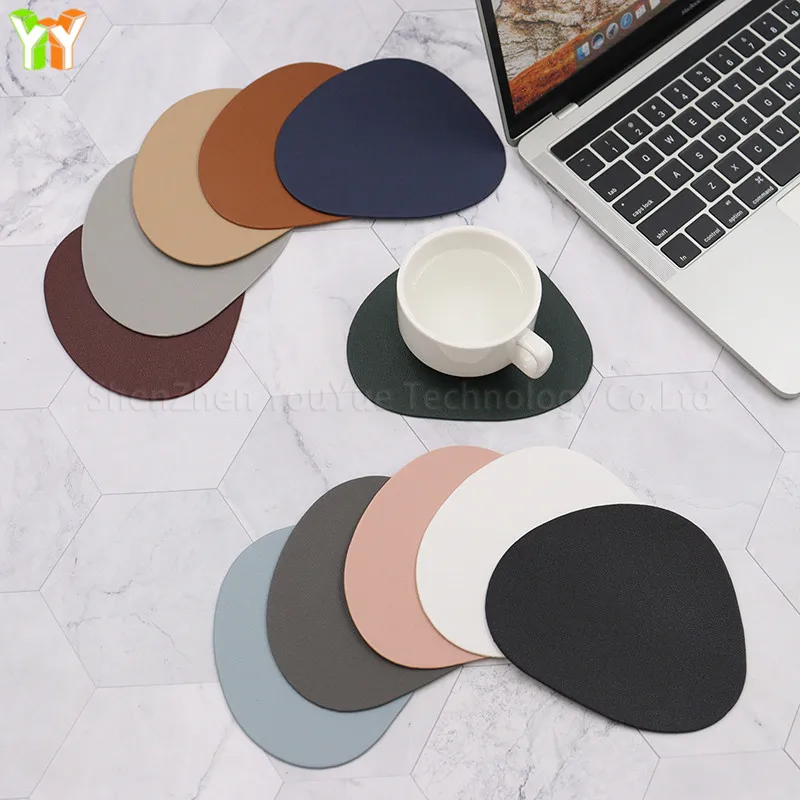Irregular PU Leather Coasters Waterproof Coffee Mats Easy Clean Table Mats Luxury Dining for Home Decoration