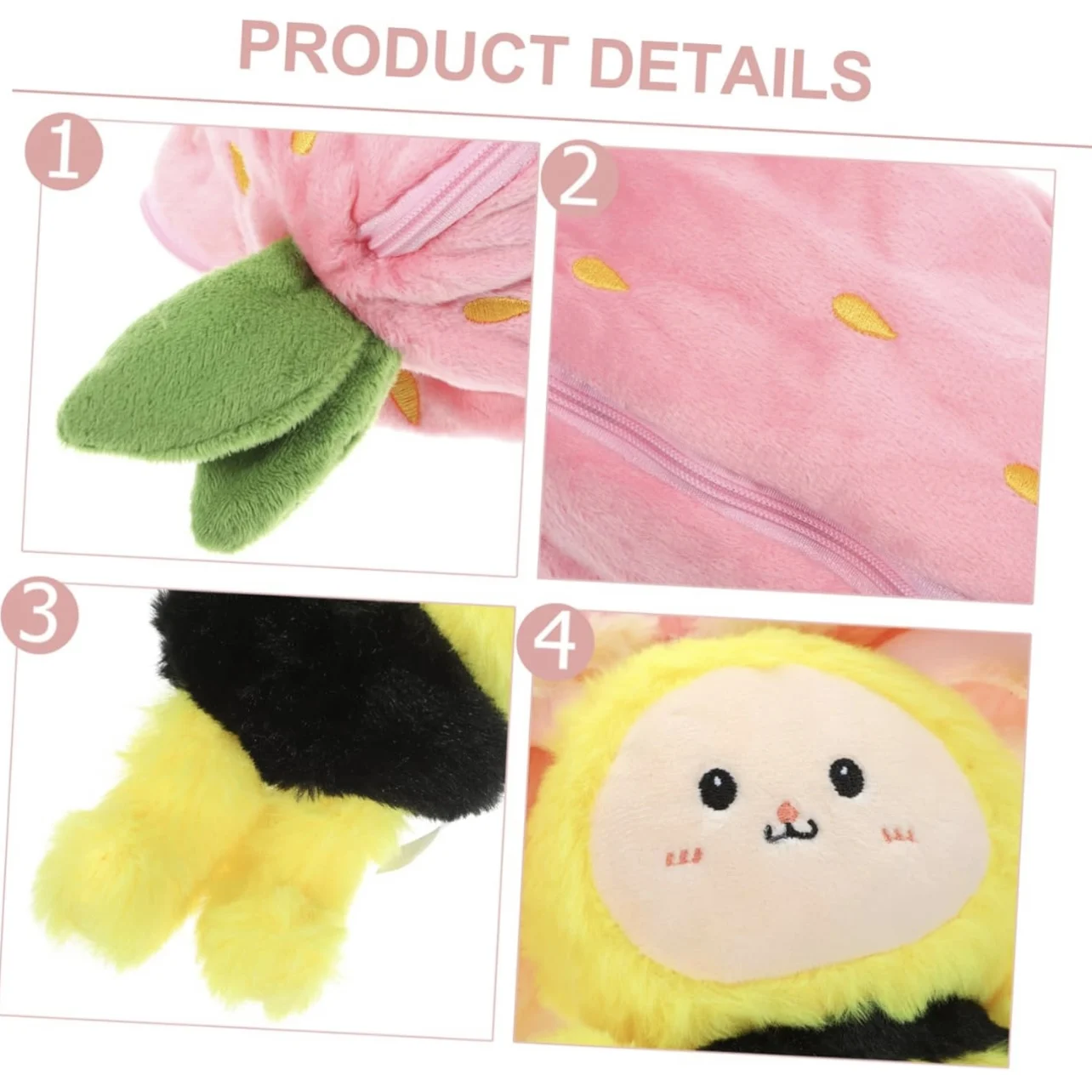 Strawberry Toy Plush Stuffed Animals  Home Accents Toy Honey Bee Decorations Pillow Plush Dolls Fruit White For Child