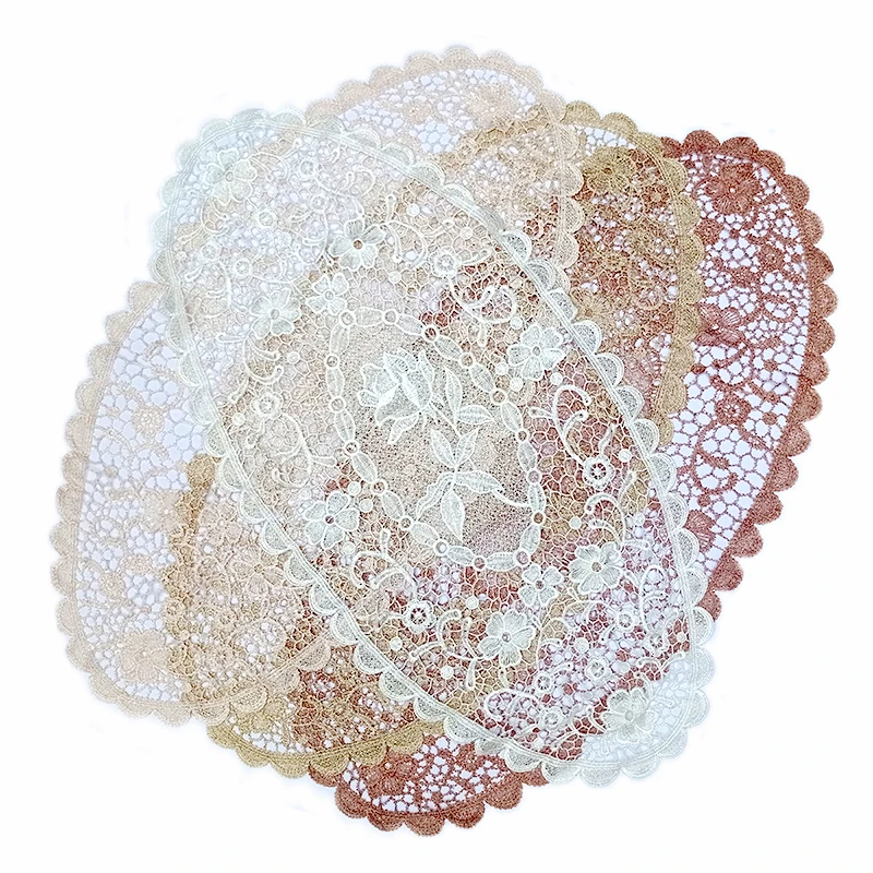 Lace idyllic vintage embroidery cushion coaster romantic style cloth dining table kitchen decoration oval tablecloth cover