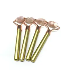Natural Flower Agate Green Aventurine Rose Quartz Crystal Massage Face roller For Healing