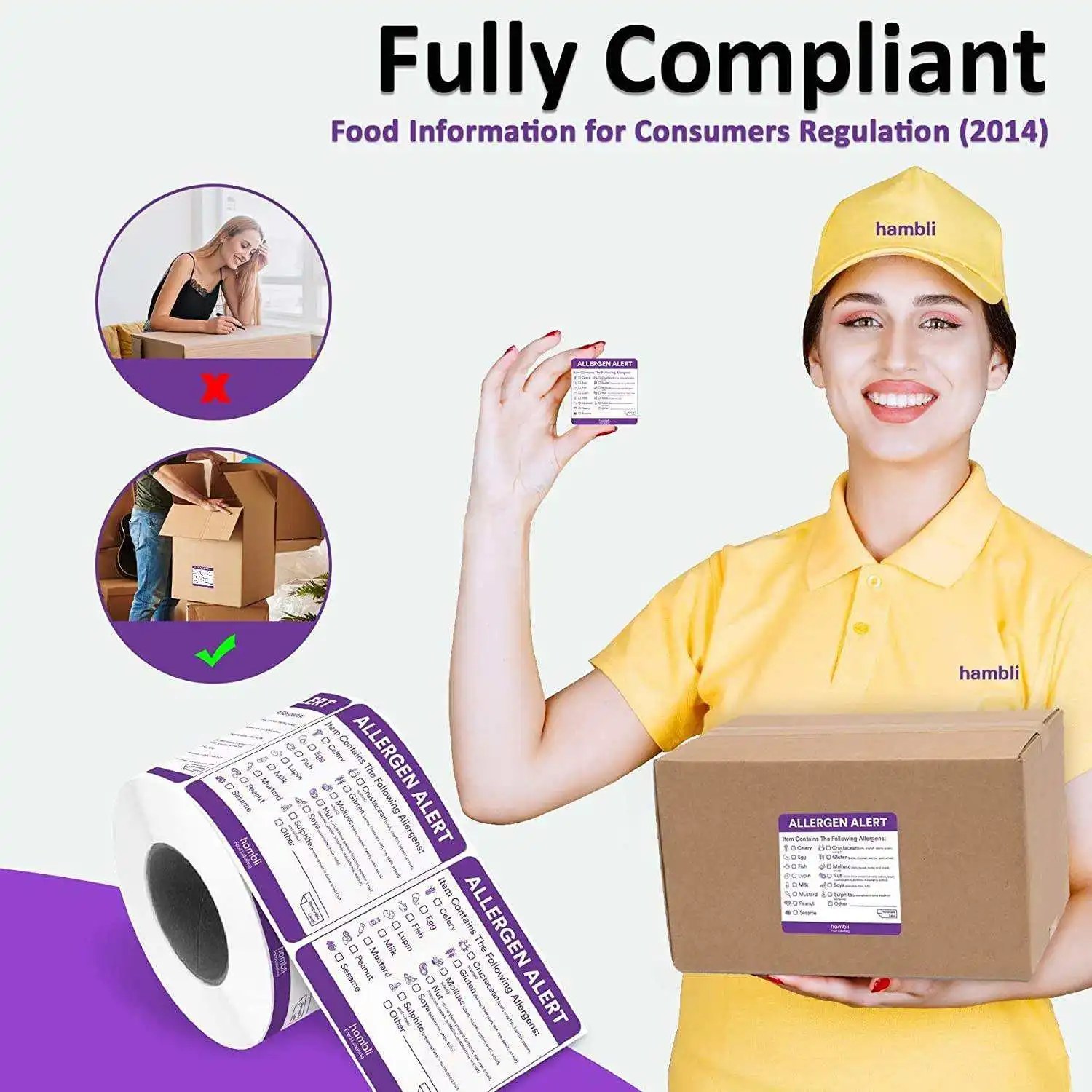 Costom Print paper Restaurants Kitchen Food Rotation Allergen allergy Warning Adhesive Stickers Labels for Restaurants