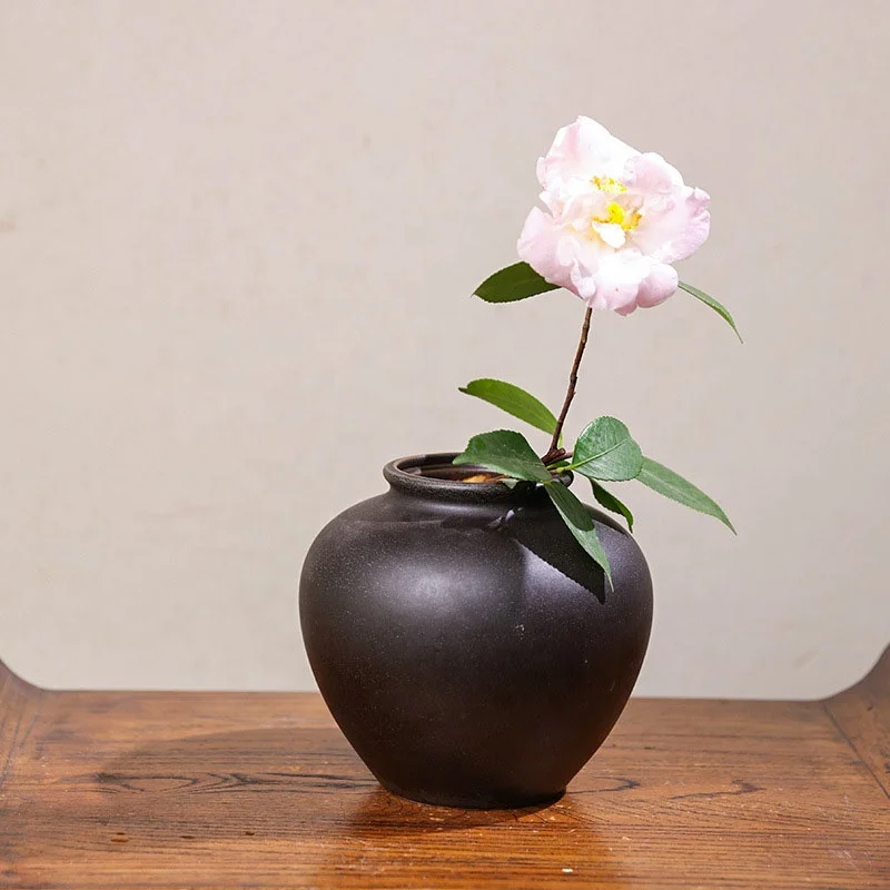 Kenzan Ceramic Vase  Chinese Indoor Flower Arrangement  Chinese Drum Belly Vase  Simple Tools