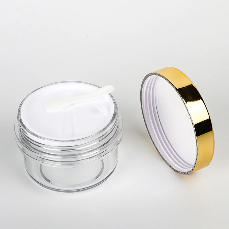 Custom gold cap multi capacity skin care cream container transparent plastic body butter jar wide mouth body butter jars