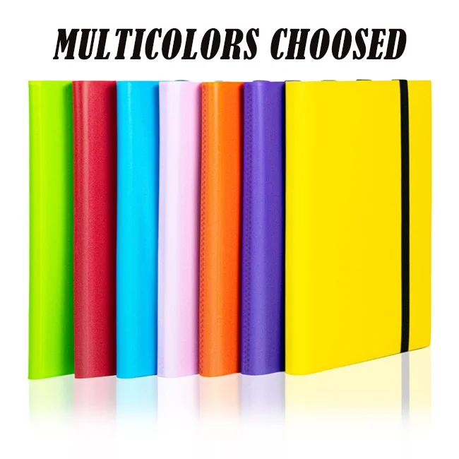 Multiple Colors PP Plastic Trading Game Card Binder with Black Strap 360 Side Loading Album Book for Kids Organization