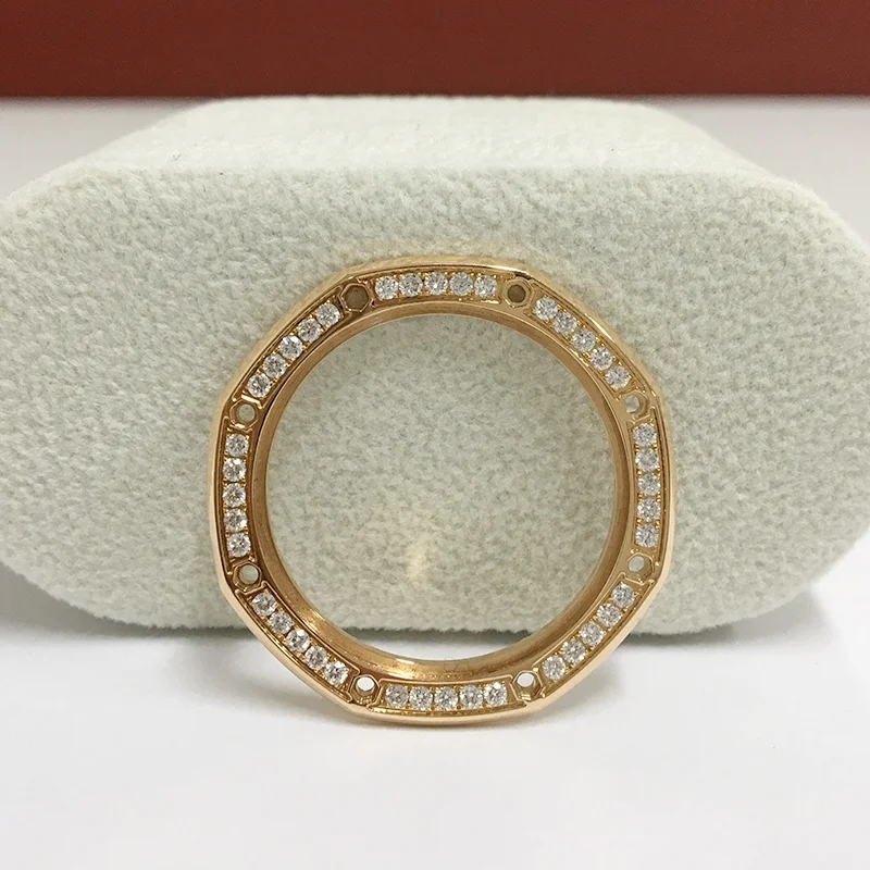 Luxury Brand Original Parts Bezel Stainless Steel Rose Gold Watch Bezel Insert with CZ for Royal/-Oak Watch