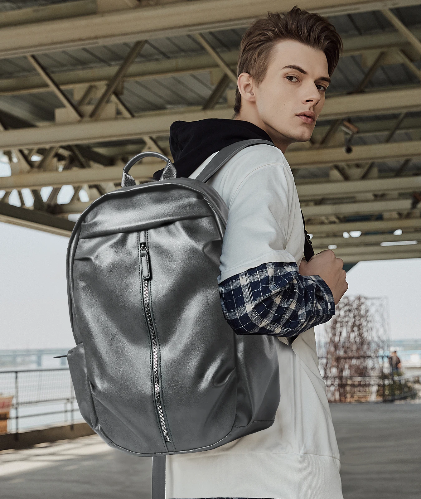 Vintage Leather Laptop Backpack For Men Large Waterproof School Casual Bookbag Work College Travel Leather Backpack