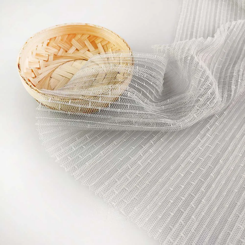 Hot sale pleated 20D nylon mesh tulle fabric for tutu spring dress